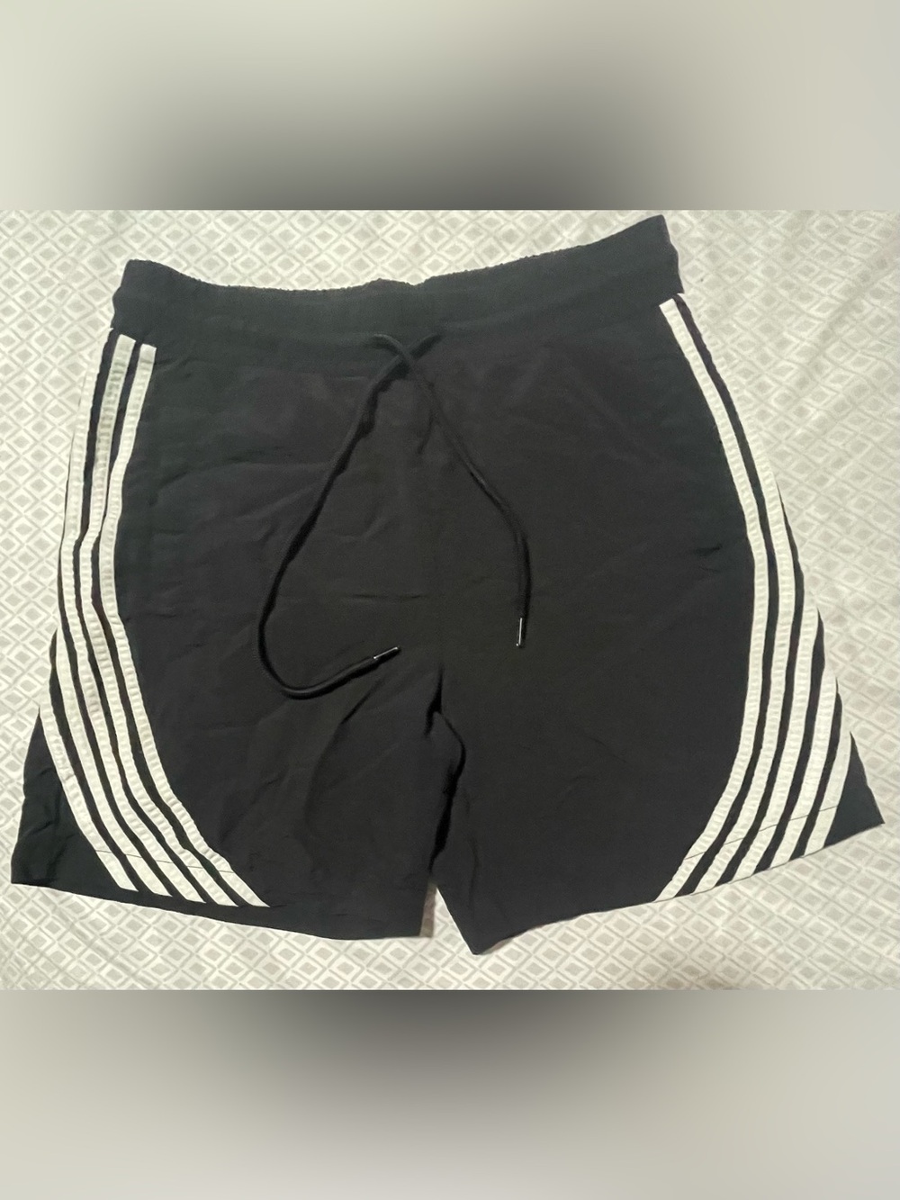 Men's Black Athletic Shorts with White Side Stripes